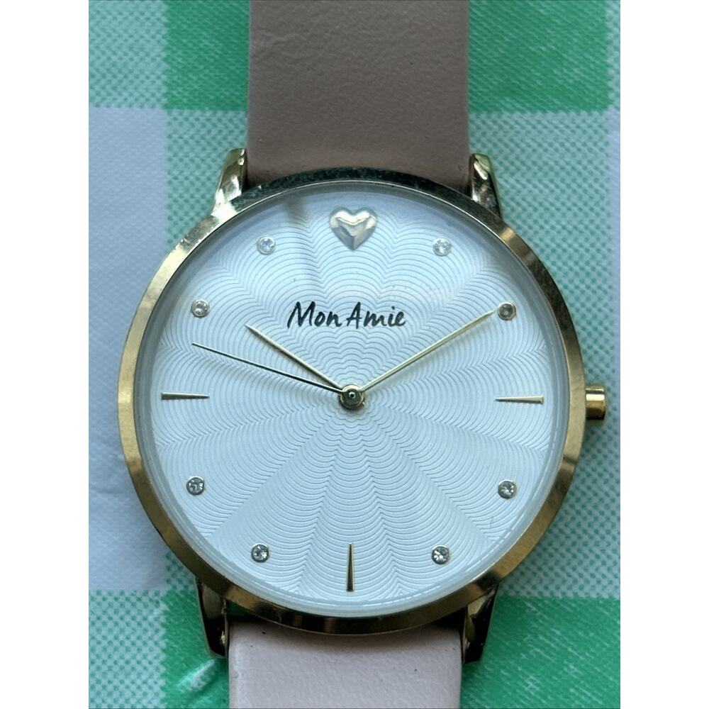 Mon Amie Gold Tone Salmon Band Women’s Quartz Watch